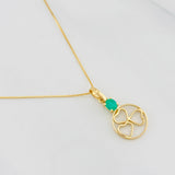 Set Venetian Chain + Pendant Circle Hearts Emerald 0.15pts / 1.7g / 15 3/4 in 18K Yellow Gold