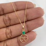 Set Venetian Chain + Pendant Circle Hearts Emerald 0.15pts / 1.7g / 15 3/4 in 18K Yellow Gold