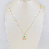 Set Venetian Chain + Pendant Circle Hearts Emerald 0.15pts / 1.7g / 15 3/4 in 18K Yellow Gold