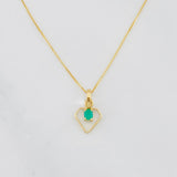 Venetian Chain Set + Diamond Emerald Pendant 0.06pts / 1.3g / 15 3/4 in 18K Yellow Gold