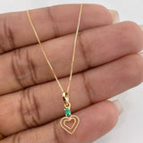 Set Cadena Veneciana + Dije Mariposa Esmeralda 0.06pts / 1.35g / 15 3/4 in Oro Amarillo 18K