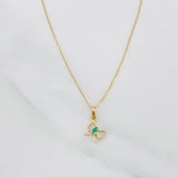 Venetian Chain Set + Emerald Bow Pendant 0.02pts / 1.45g / 15 3/4 in 18K Yellow Gold