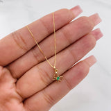 Venetian Chain Set + Emerald Bow Pendant 0.04pts / 1.35g / 15 3/4 in 18K Yellow Gold