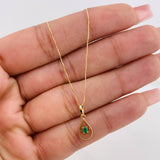 Set Cadena Veneciana + Dije Doble Lagrima Esmeralda 0.05pts / 1.5g / 15 3/4 in Oro Amarillo 18K