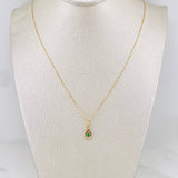 Set Cadena Veneciana + Dije Doble Lagrima Esmeralda 0.05pts / 1.5g / 15 3/4 in Oro Amarillo 18K