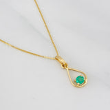 Venetian Chain Set + Emerald Tear Pendant 0.07pts / 1.4g / 15 3/4 in 18K Yellow Gold