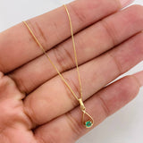 Venetian Chain Set + Emerald Tear Pendant 0.07pts / 1.4g / 15 3/4 in 18K Yellow Gold