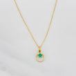 Set Venetian Chain + Circular Emerald Pendant 0.05pts / 1.35g / 15 3/4 in 18K Yellow Gold