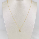 Set Venetian Chain + Circular Emerald Pendant 0.05pts / 1.35g / 15 3/4 in 18K Yellow Gold