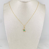 Set Venetian Chain + Emerald Butterfly Pendant 0.04pts / 1.5g / 15 3/4 in 18K Yellow Gold