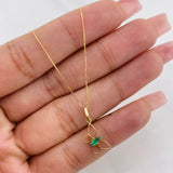 Set Venetian Chain + Emerald Butterfly Pendant 0.04pts / 1.5g / 15 3/4 in 18K Yellow Gold
