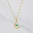 Set Venetian Chain + Emerald Butterfly Pendant 0.04pts / 1.5g / 15 3/4 in 18K Yellow Gold