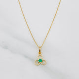Venetian Chain Set + Emerald Flower Pendant 0.06pts / 1.35g / 15 3/4 in 18K Yellow Gold