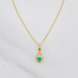 Venetian Chain Set + Emerald Tear Pendant 0.07pts / 1.4g / 15 3/4 in 18K Yellow Gold