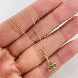 Venetian Chain Set + Emerald Flower Pendant 0.06pts / 1.35g / 15 3/4 in 18K Yellow Gold