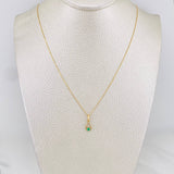 Venetian Chain Set + Emerald Tear Pendant 0.07pts / 1.4g / 15 3/4 in 18K Yellow Gold