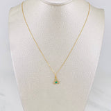 Venetian Chain Set + Emerald Flower Pendant 0.06pts / 1.35g / 15 3/4 in 18K Yellow Gold