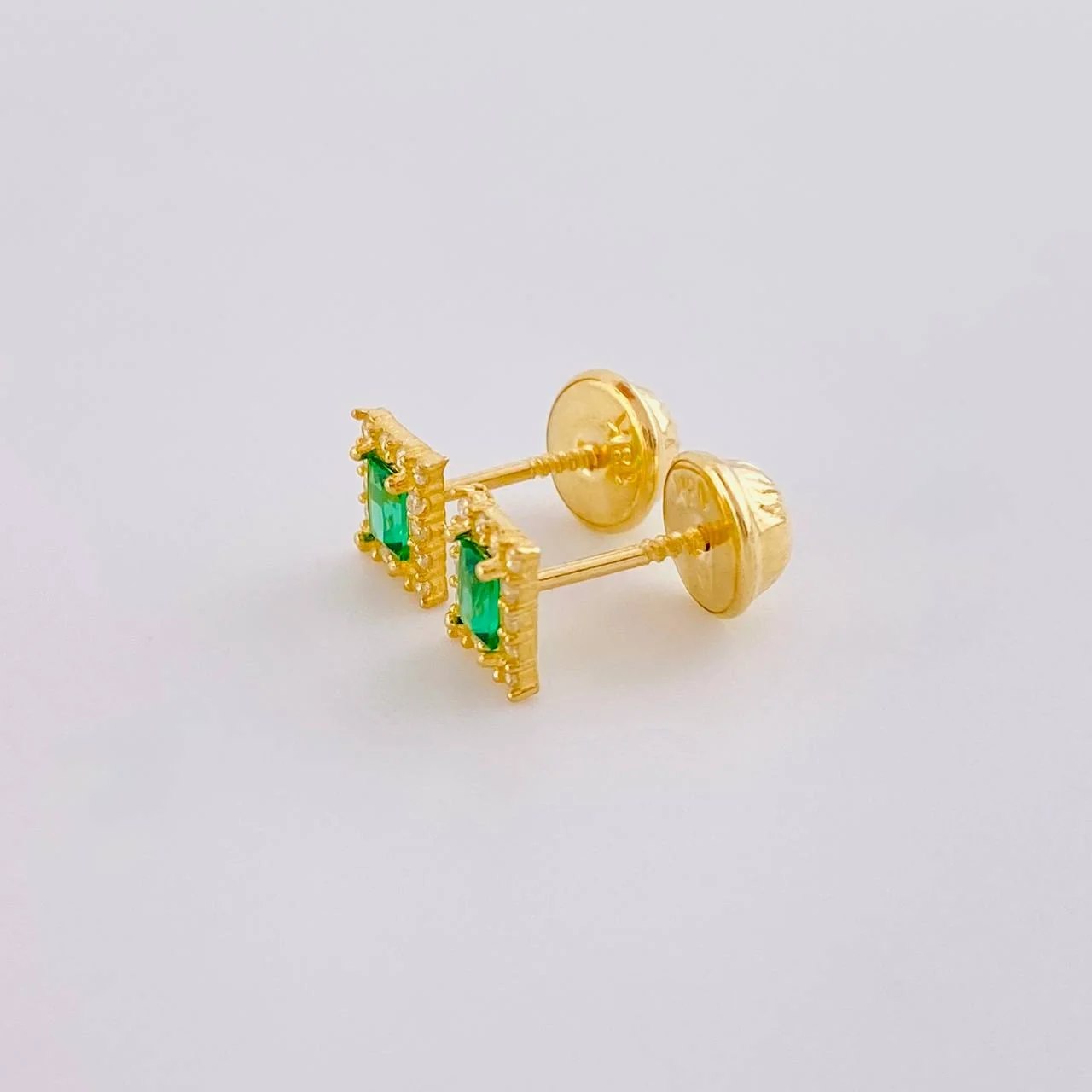 Square Halo Stud Earrings 0.7g / in / 5.3mm Yellow Gold 18K