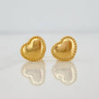 Stud Earrings Bordered Heart 0.7g / in / 7.5mm Yellow Gold 18K