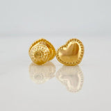 Stud Earrings Bordered Heart 0.7g / in / 7.5mm Yellow Gold 18K