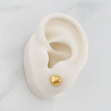 Stud Earrings Bordered Heart 0.7g / in / 7.5mm Yellow Gold 18K