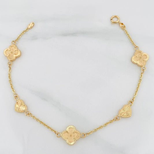 Pulso Aro Seguido Trebol 3.15g / 7 1/2 in / 1.65mm Oro Amarillo 18K