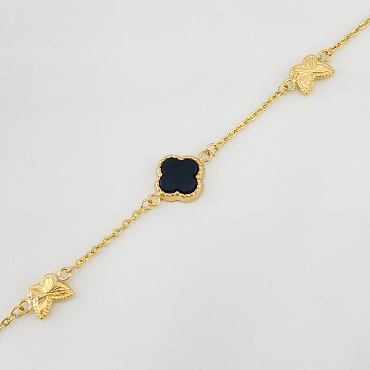 Pulso Aro Seguido Trebol 3.45g / 7 in / 1.66mm Oro Amarillo 18K