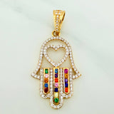 Pendant Hamsa Hand 4.4 g / 1 1/2 in Two Yellow White Gold 18K