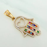 Pendant Hamsa Hand 4.4 g / 1 1/2 in Two Yellow White Gold 18K