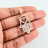 Pendant Hamsa Hand 4.4 g / 1 1/2 in Two Yellow White Gold 18K