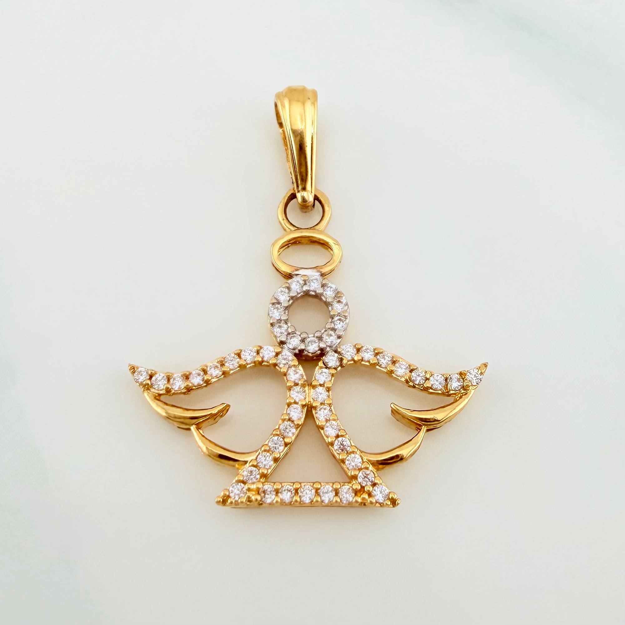 Pendant Angel 2.1 g / 1 1/4 in Two Golds Yellow White 18K