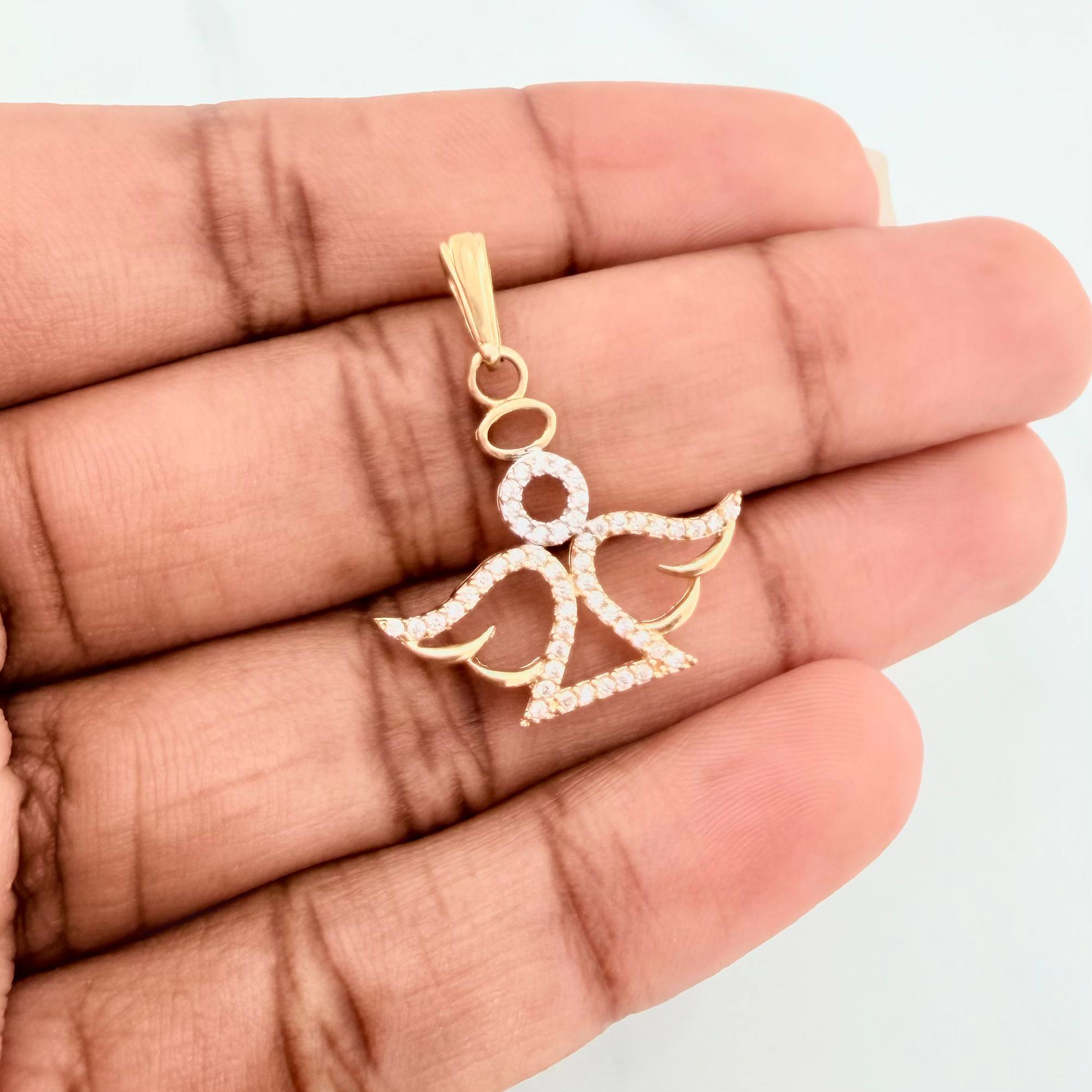 Pendant Angel 2.1 g / 1 1/4 in Two Golds Yellow White 18K