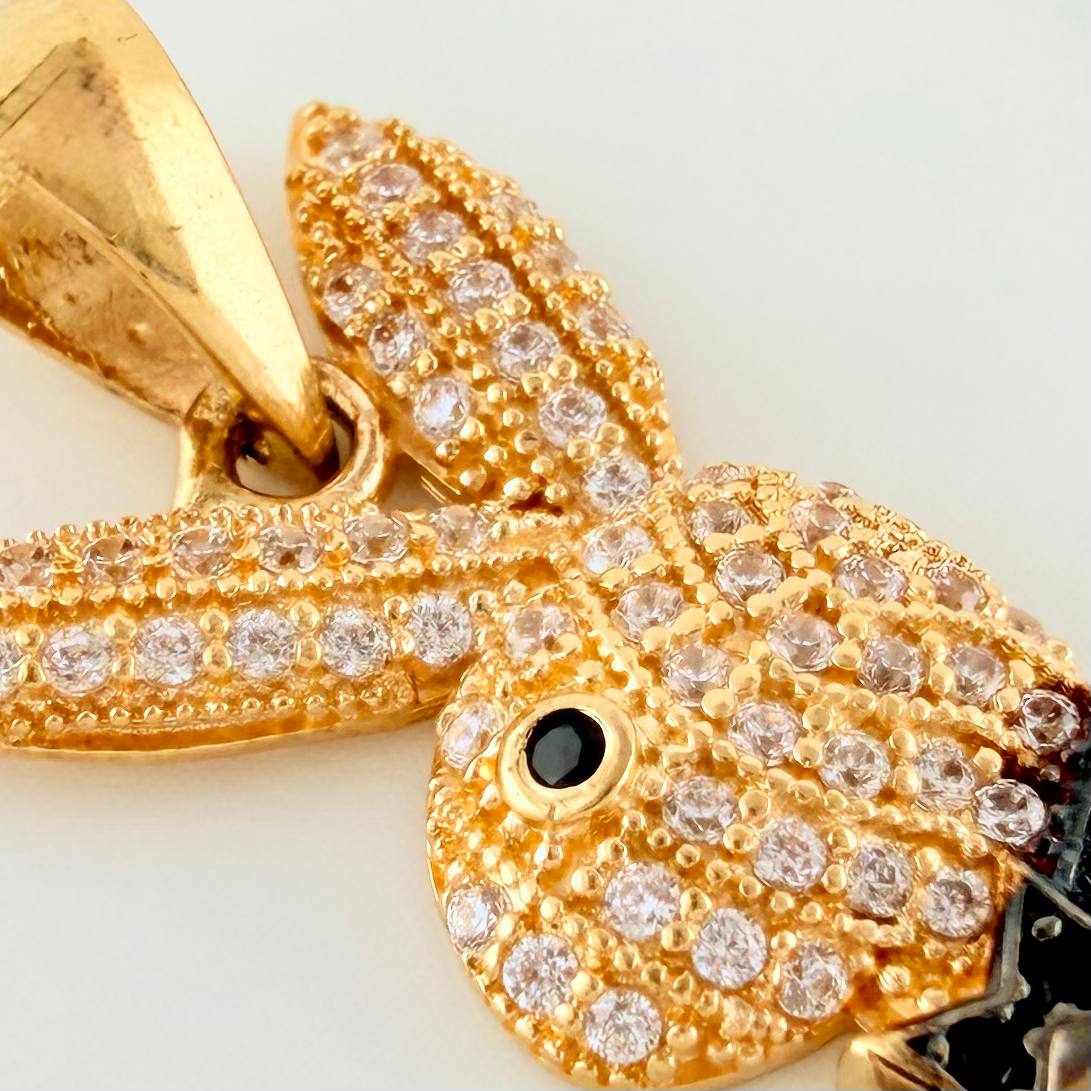 Pendant Rabbit 2.1 g / 3/4 in Two Golds Black Yellow 18K