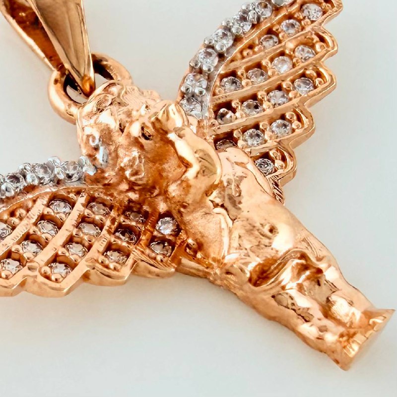 Pendant Guardian Angel 2.75 g / 1 in Two Golds White Rose 18K