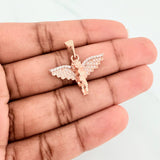 Pendant Guardian Angel 2.75 g / 1 in Two Golds White Rose 18K