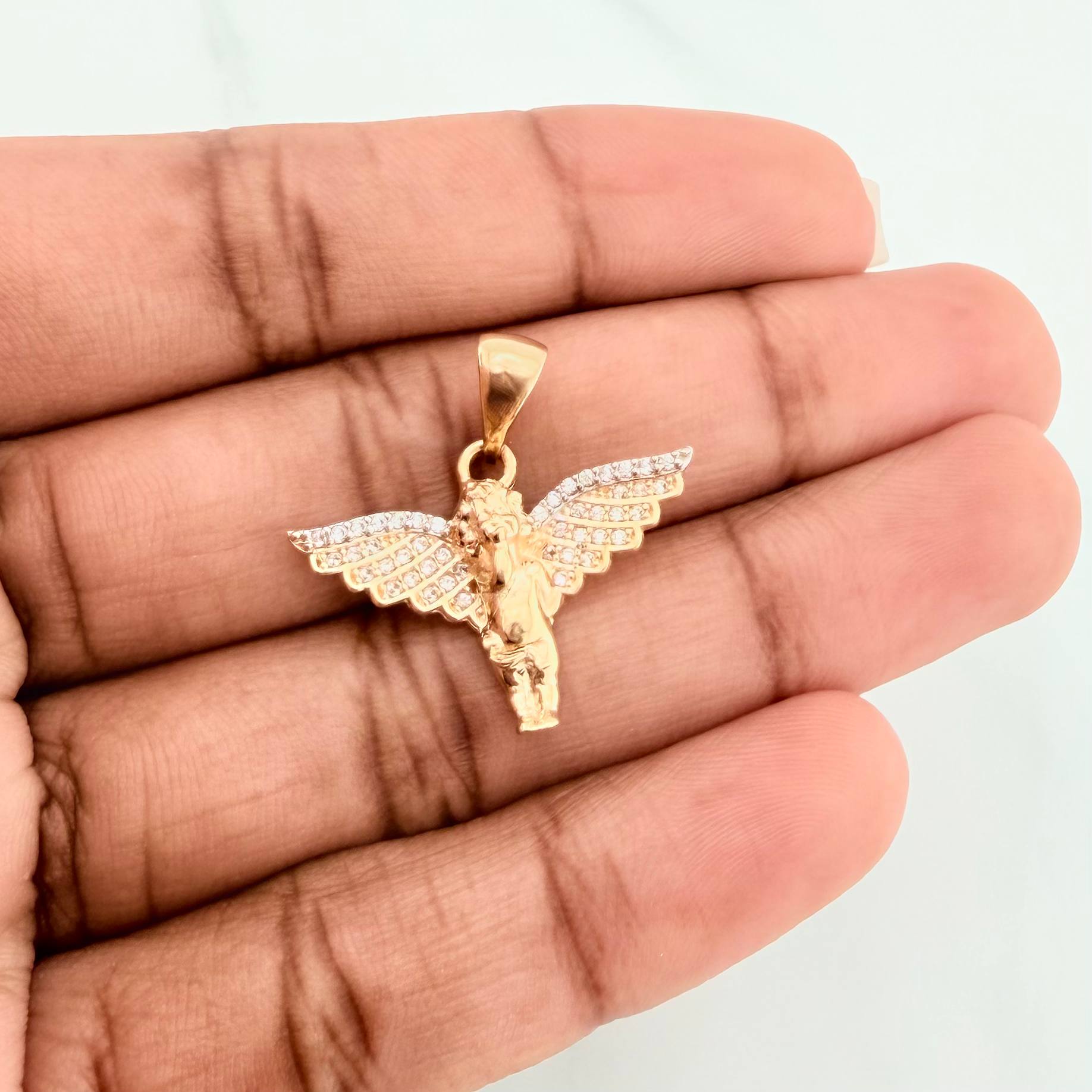 Pendant Guardian Angel 2.8 g / 1 in Two-Tone Yellow White Gold 18K