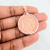 Dije San Benito 13.7 g / 1 1/2 in Dos Oros Blanco Rosa 18K