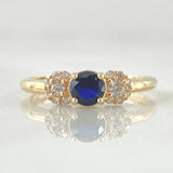 Solitaire Ring with Side Snowflakes 1.5gr / Size 4 1/2 / 18K Gold