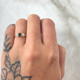 Solitaire Ring with Side Snowflakes 1.5gr / Size 4 1/2 / 18K Gold