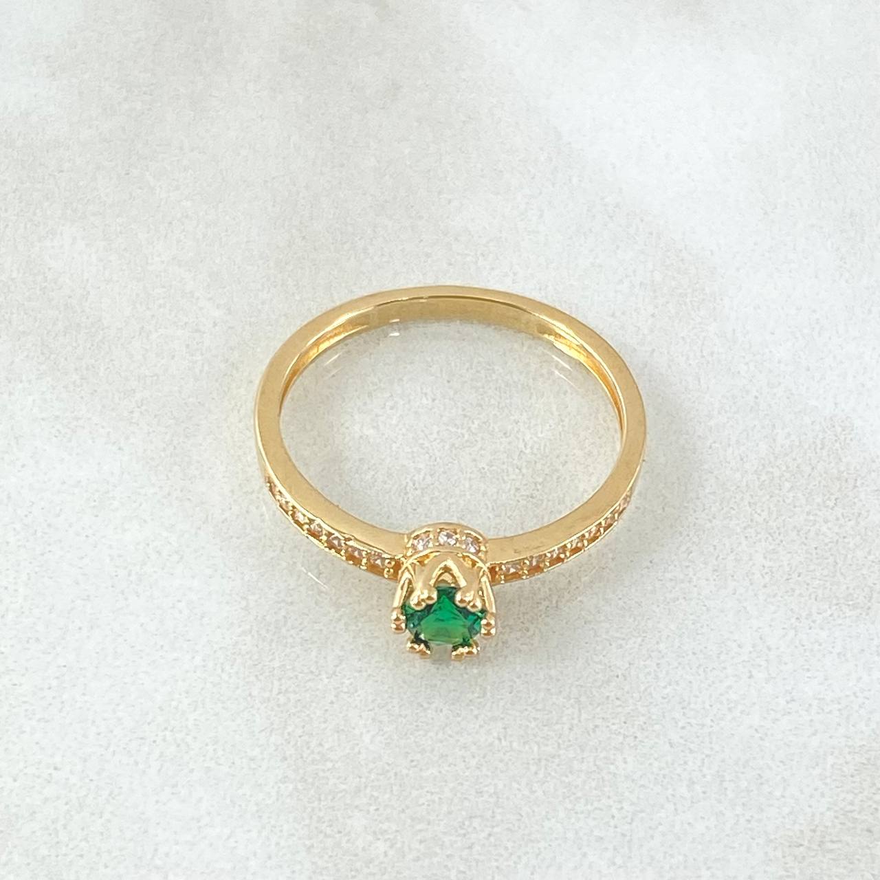 Crowned Solitaire Ring 2.05gr / Size 6 1/2 / 18K Gold