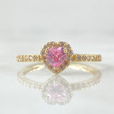 Solitaire Heart Halo Ring 1.7gr / Size 5 1/4 / 18K Gold
