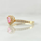 Solitaire Heart Halo Ring 1.7gr / Size 5 1/4 / 18K Gold