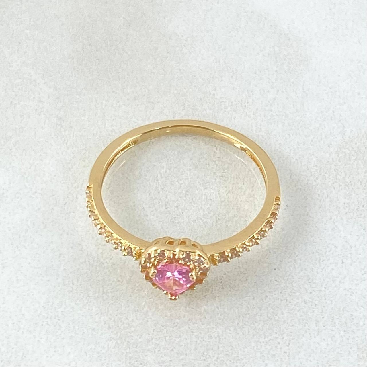 Solitaire Heart Halo Ring 1.7gr / Size 5 1/4 / 18K Gold