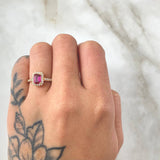 Solitaire Ring Halo Rectangle 2.7gr / Size 7 1/4 / 18K Gold *