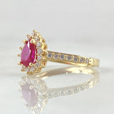 Solitaire Ring Halo Drop 2.25gr / Size 5 1/4 / 18K Gold