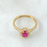 Solitaire Ring Halo Drop 2.45gr / Size 8 3/4 / 18K Gold *