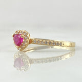 Solitaire Ring Halo Heart 1.9gr / Size 7 1/4 / 18K Gold