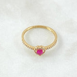 Solitaire Ring Halo Heart 1.9gr / Size 7 1/4 / 18K Gold