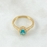 Solitaire Ring Halo Oval 2.15gr / Size 5 1/4 / 18K Gold