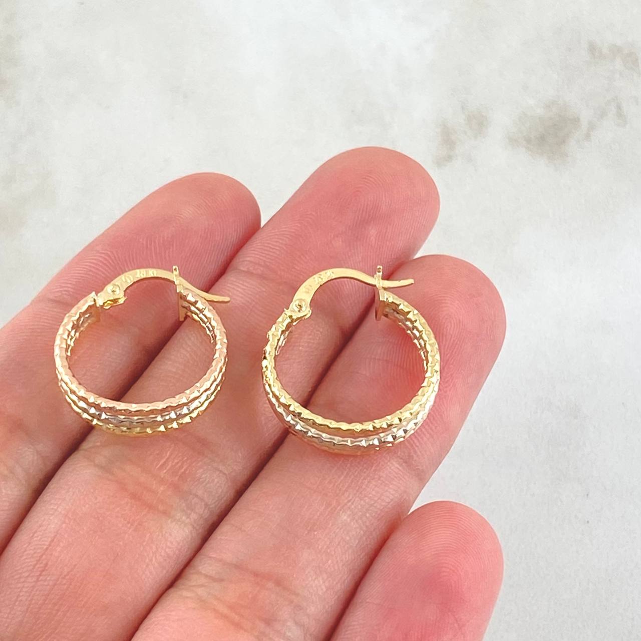 Daki Hoop Earrings 1.6gr / 2cm / Three 18K Gold ©